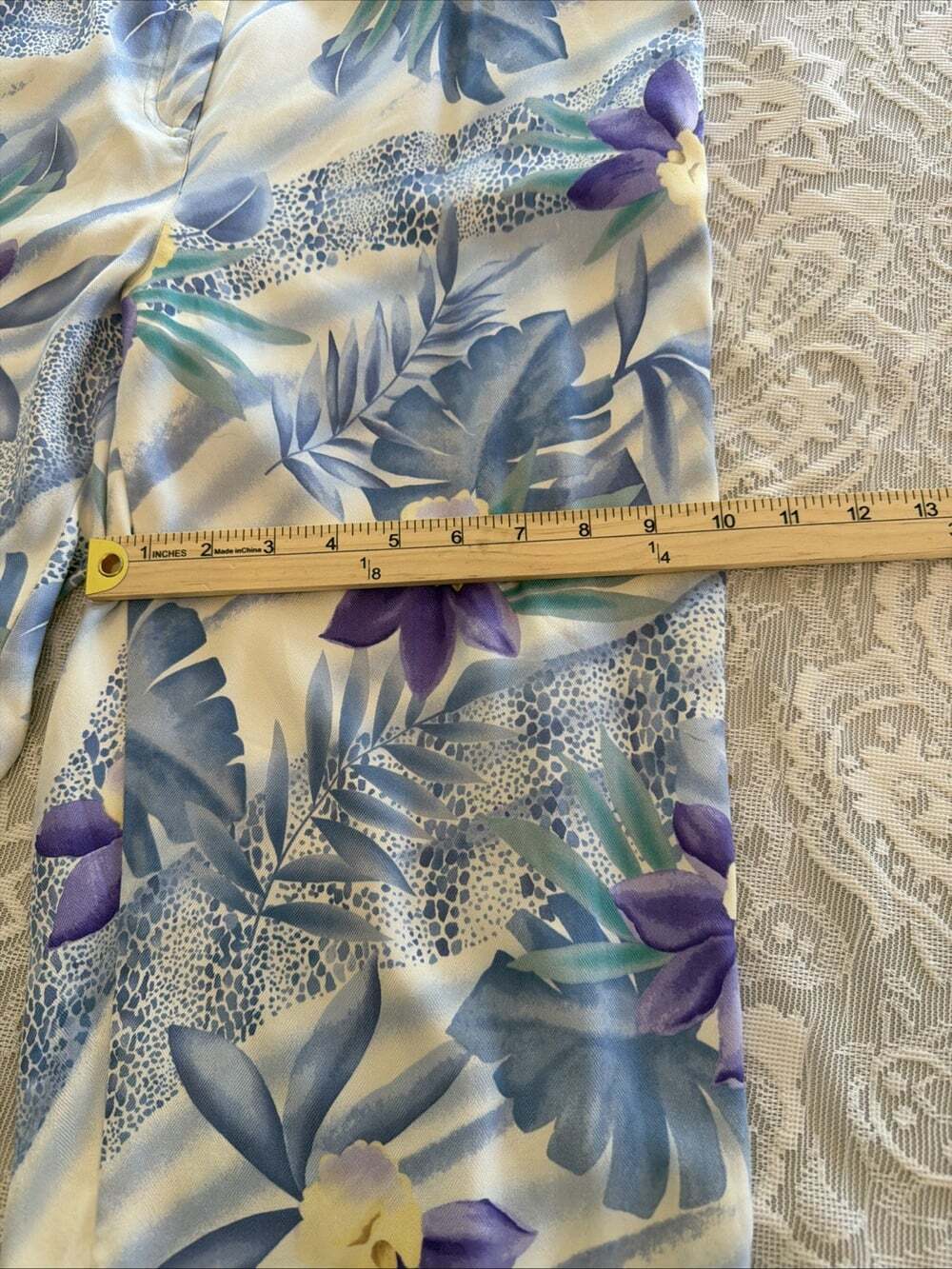 August Silk Wife Leg Jammers coastal tropical Hawaiian,boho washable W30”/L23”/L - Picture 6 of 6